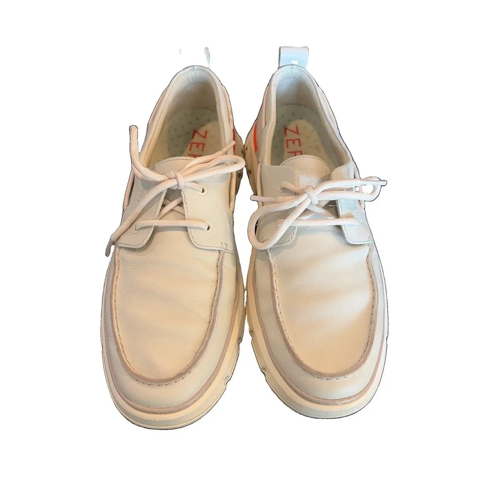 Cole Haan Mens 4.ZEROGRAND Regatta Boat Shoes Cream Size 9.5M (C6)